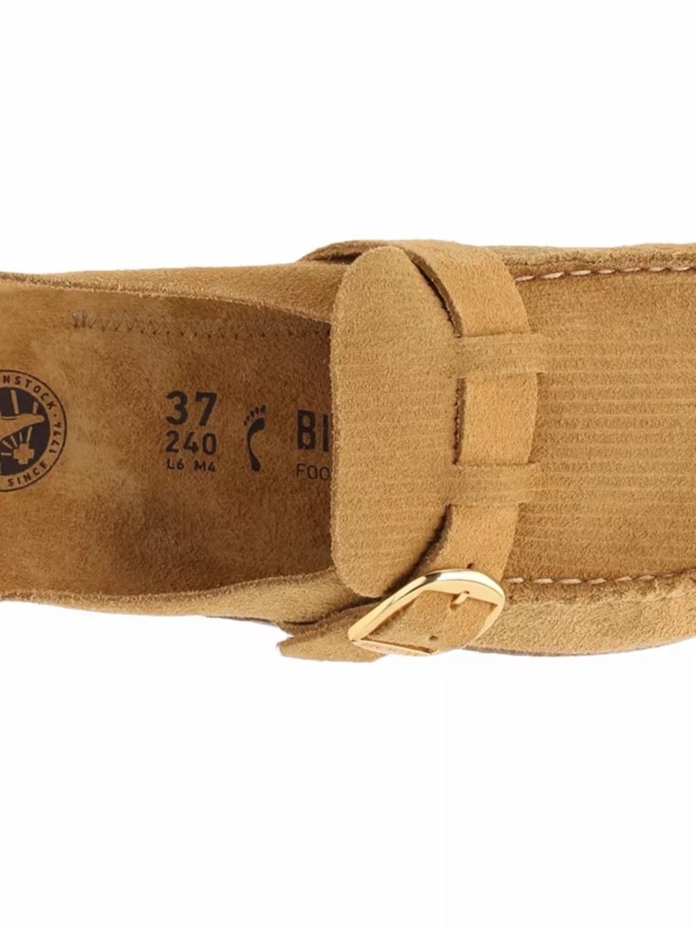 Birkenstock Buckley Suede Slip-On clog with Gold Buckle in wheat NWT 39 - Picture 3 of 14
